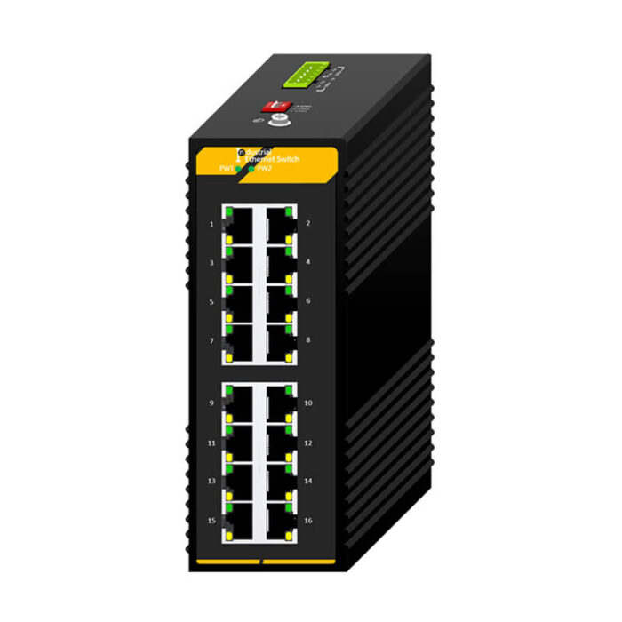Industrial Unmanaged Ethernet Switch With 16*10/100/1000Base-T RJ45 Ports - Image 2