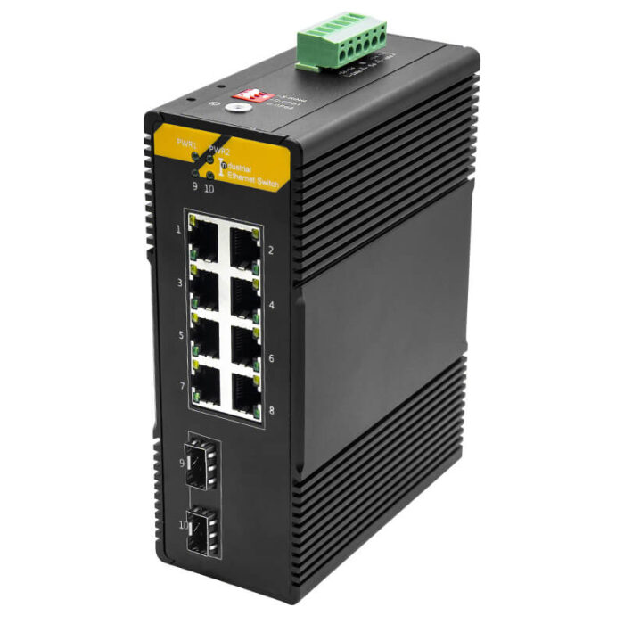 Industrial Unmanaged Ethernet PoE Switch With 2*1000Base-X Ports+8*10/100Base-T RJ45 Ports - Image 2