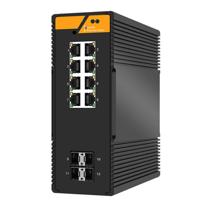 Industrial Unmanaged Ethernet PoE Switch With 4*1000Base-X Ports + 8*10/100Base-T RJ45 PoE Ports