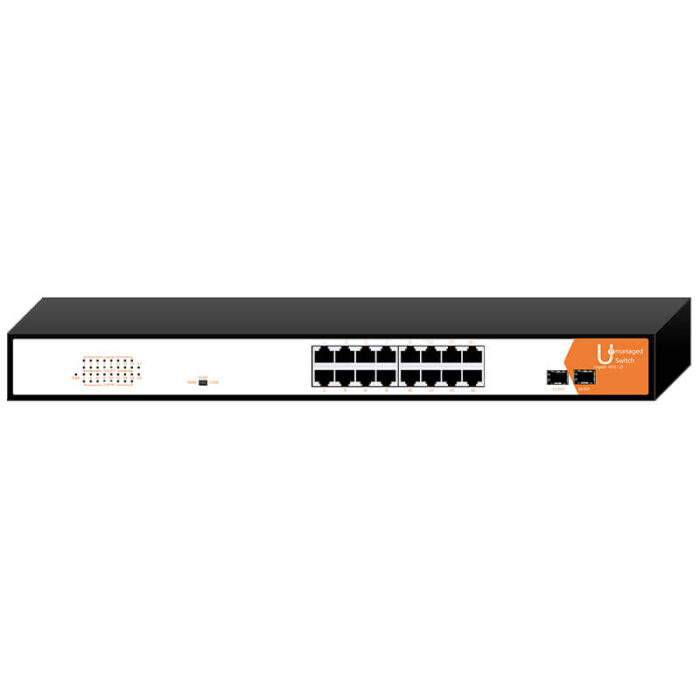 Commercial Unmanaged Switch With 16*10/100/1000Base-T RJ45 Ports + 2*1000Base-X Ports