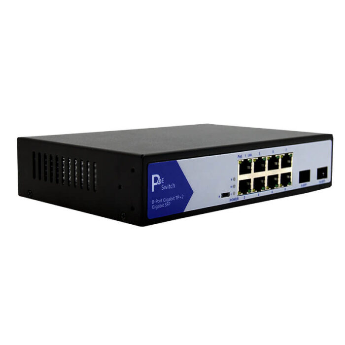 Commercial Unmanaged PoE Switch 8*10/100/1000Base-T RJ45 PoE Ports + 2*1000Base-X SFP Ports - Image 3