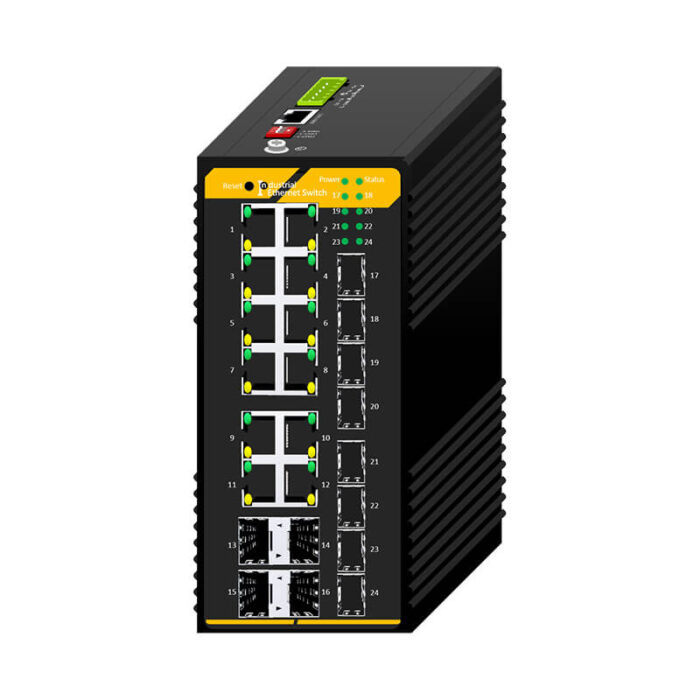 12*10/100/1000M RJ45 Base-T Ports 12*1000M Base-X SFP Industrial L2 Managed Switch SH-GM012012 - Image 2