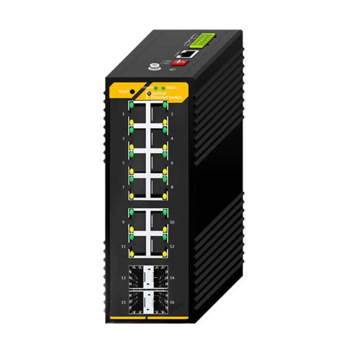 12*10/100/1000M RJ45 Base-T Ports 4*1000M Base-FX SFP Industrial L2 Managed Switch SH-GM04012 - Image 2