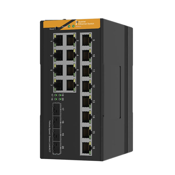 16*10/100/1000M RJ45 Base-T Ports 4*1000M Base-X SFP Industrial L2 Managed Switch SH-GM04016