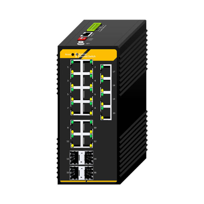 16*10/100/1000M RJ45 Base-T Ports 4*1000M Base-X SFP Industrial L2 Managed Switch SH-GM04016 - Image 2