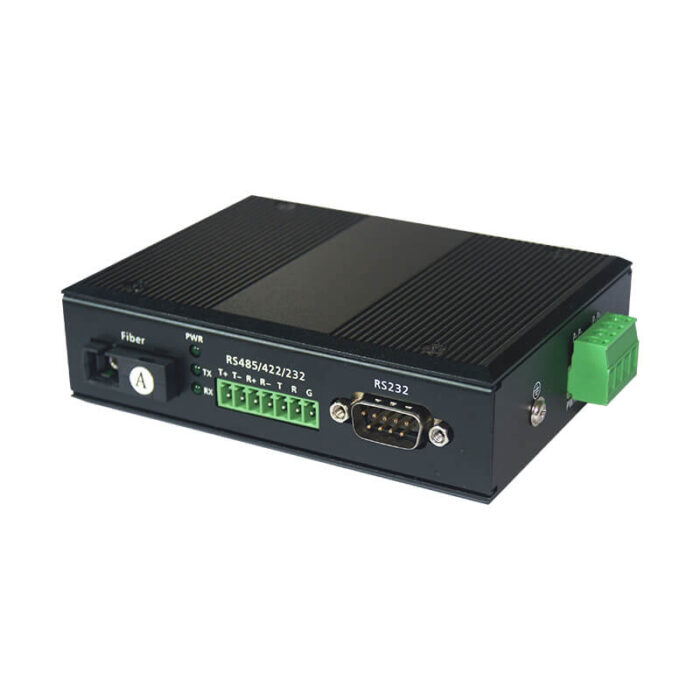 Rail-mounted Fiber Optic to Serial Converter 1*100M Fiber Ports to RS-232/485/422 Auto-Sensed Ports