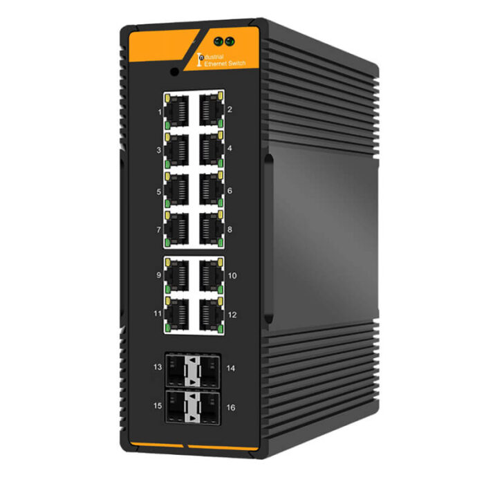 12*10/100/1000M RJ45 Base-T Ports 4*1000M Base-FX SFP Industrial L2 Managed Switch SH-GM04012