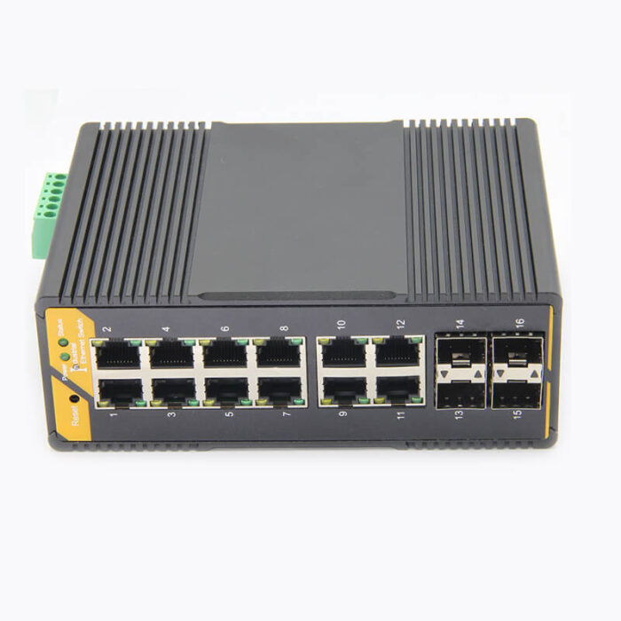 12*10/100/1000M RJ45 Base-T Ports 4*1000M Base-FX SFP Industrial L2 Managed Switch SH-GM04012 - Image 3