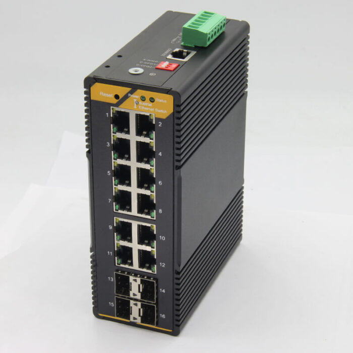 12*10/100/1000M RJ45 Base-T Ports 4*1000M Base-FX SFP Industrial L2 Managed Switch SH-GM04012 - Image 4