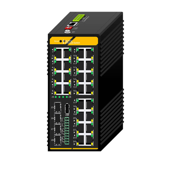 24*10/100/1000M RJ45 Base-T Ports 4*1000M SFP Slot Industrial L2 Managed Switch SH-GM04024