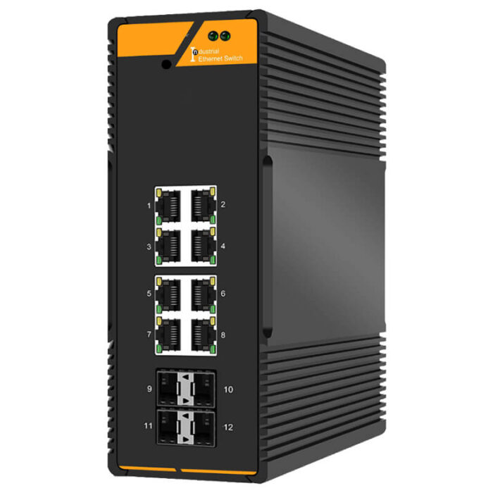 8*10/100/1000M RJ45 Base-T Ports 4*1000M Base-FX SFP Industrial L2 Managed Swtich SH-GM0408