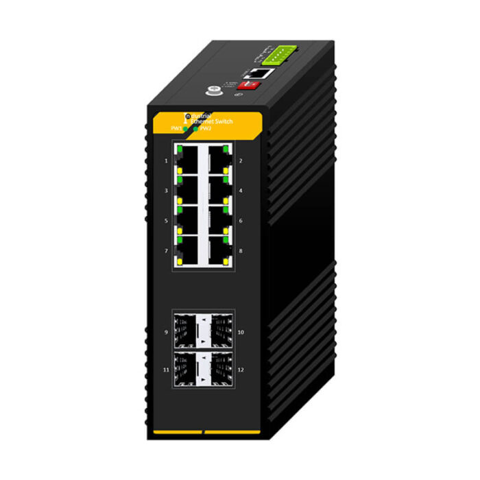 8*10/100/1000M RJ45 Base-T Ports 4*1000M Base-FX SFP Industrial L2 Managed Swtich SH-GM0408 - Image 2