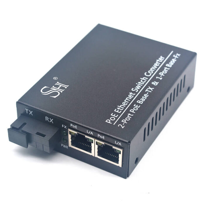 Commercial PoE Media Converter With 2*10/100/1000Base-T RJ45 PoE Ports + 1*100/1000Base-X SFP Ports