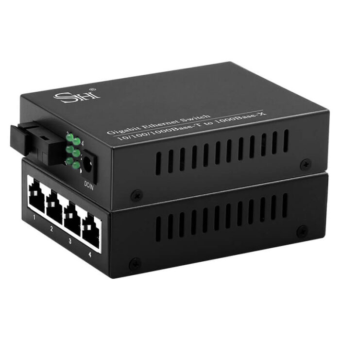 Commercial Media Converter With 4*10/100/1000Base-T RJ45 Ports+1*100/1000Base-X Port