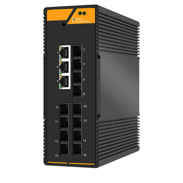 Industrial Unmanaged Switch With 3*10/100/1000Base-T RJ45 Ports + 12*1000M SFP Ports
