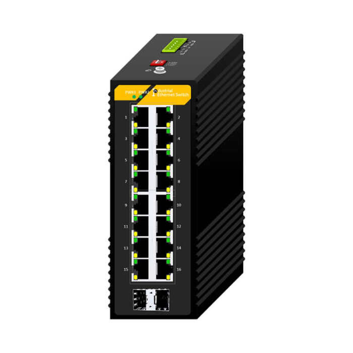 Industrial Unmanaged Switch With 16*10/100/1000Base-T RJ45 Ports + 2*10G SFP Ports - Image 2