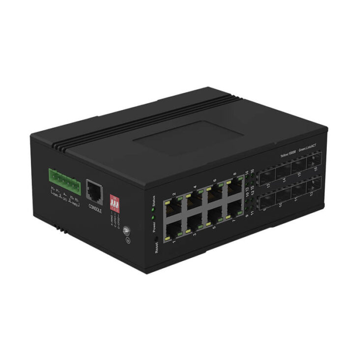 Industrial Managed Ethernet Switch With 8*10/100/1000Base-TX Ports + 8*100/1000Base-FX SFP Slots - Image 2