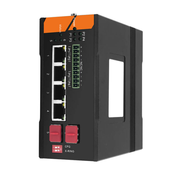 Industrial Ethernet Switch With 4*10/100/1000Base-T Ports + 2 SFP Slots + 2* DI/DO Ports