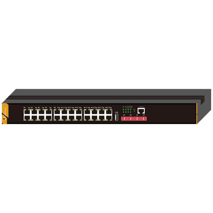 Industrial L3 Managed Ethernet Switch With 24*10/100/1000Base-T Ports + 4*10G SFP Slots