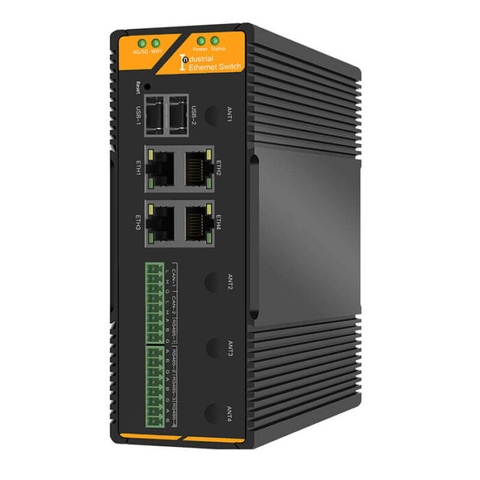 Industrial Smart Gateway Ethernet Switch With 4x10/100/1000Base-T Ethernet Ports + 2xCAN Ports + 4xRS485 Ports