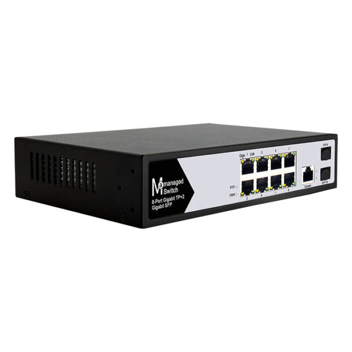 Commercial L2 Managed Ethernet Switch With 8*10/100/1000Base-T Ports + 2*1000Base-X SFP Slotts - Image 2