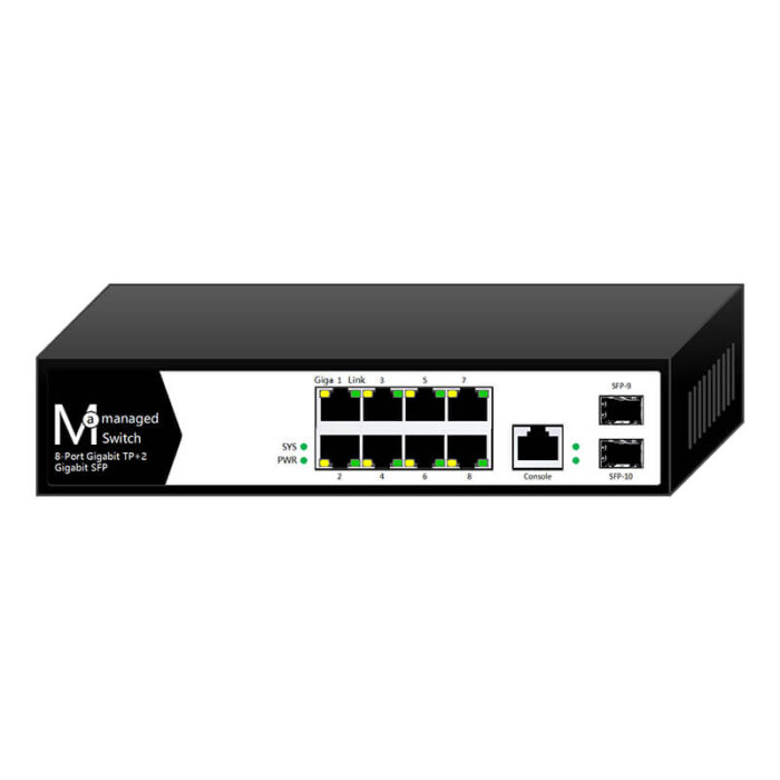 Commercial L2 Managed Ethernet Switch With 8*10/100/1000Base-T Ports + 2*1000Base-X SFP Slotts