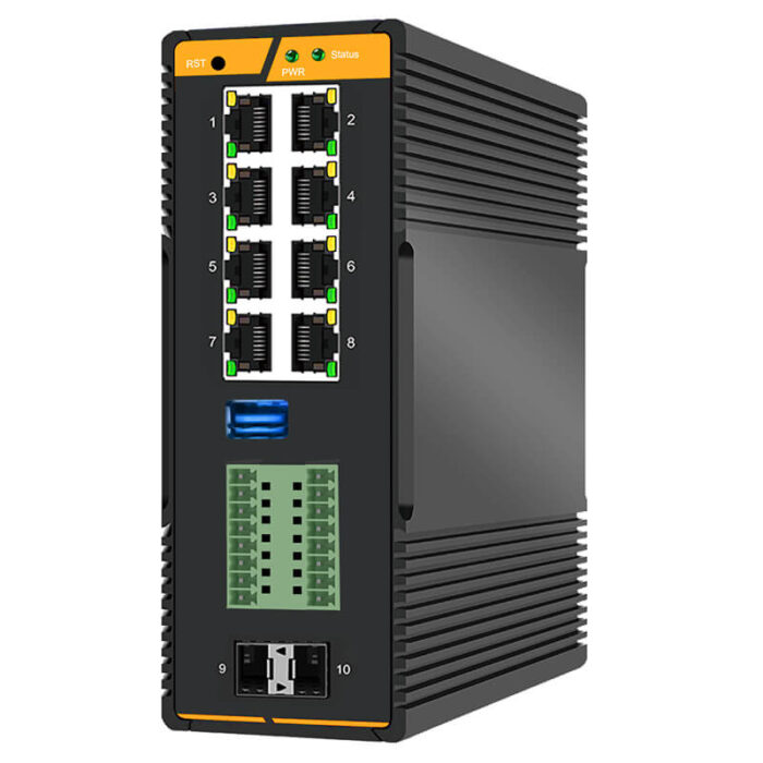 Industrial Smart Gateway Managed Switch 8x10/100/1000Base-TX Ports+2xRS-232 Ports+2xDI/DO Ports+2x1000Base-FX SFP Slots